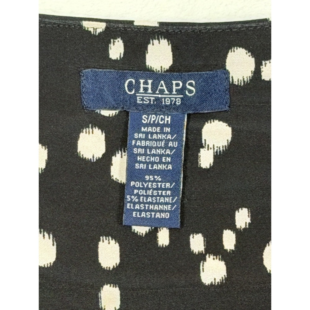 Chaps Black Stretch Dress Women's Size Small Brushed Polka Dots - Picture 3 of 7